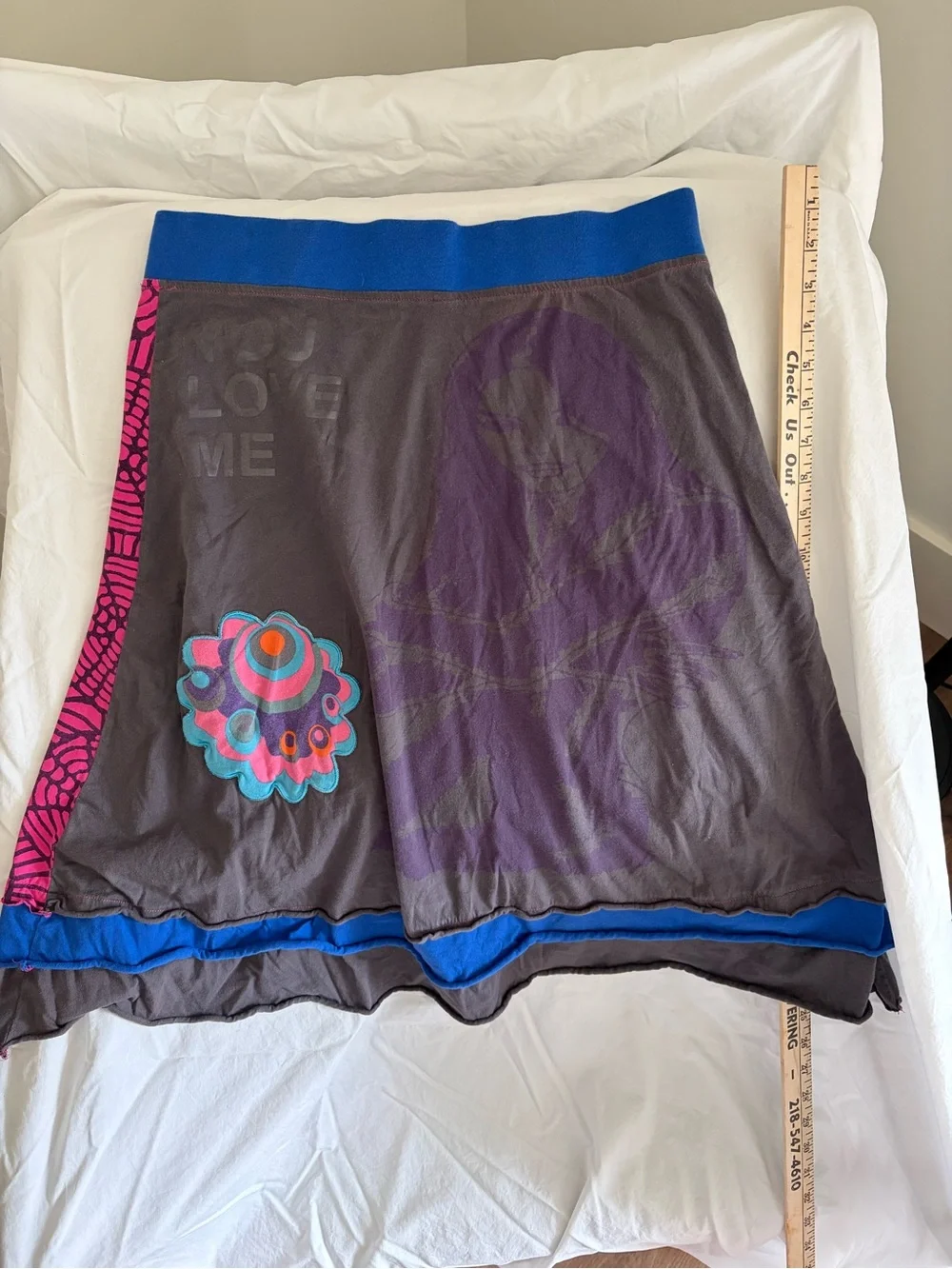 Love & Love Pink Patterned A-Line Skirt with graphics